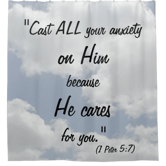 Himmel-Wolken-Entwurfs-Bibel-Zitat-Druck Duschvorhang (Vorderseite)