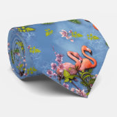 Himmelblau bewölkt und Flamingos Wiederholungsdruc Krawatte (Gerollt)