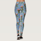 Himmelblau bewölkt und Flamingos Wiederholungsdruc Leggings (Rückseite)