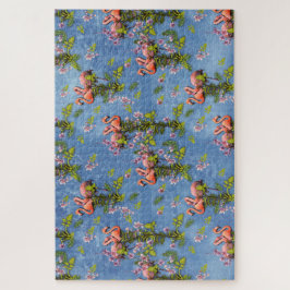Himmelblau bewölkt und Flamingos Wiederholungsdruc Puzzle