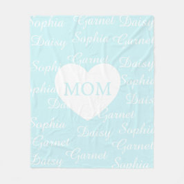 Himmelblau elegante Schrift Familiennamen Monogram Fleecedecke