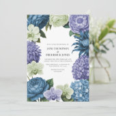 Himmelblau, Frosted Indigo & Silberkiesel Einladung (Stehend Vorderseite)