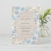 Himmelblau gemalte Hochzeit Einladung (Stehend Vorderseite)