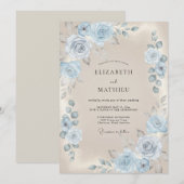Himmelblau gemalte Hochzeit Einladung (Vorne/Hinten)