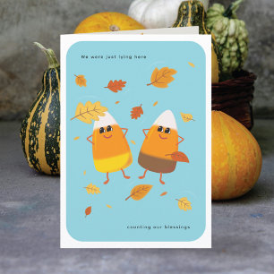 Himmelblau   Gemischtes Candy Corn Paar   Herbst Feiertagskarte