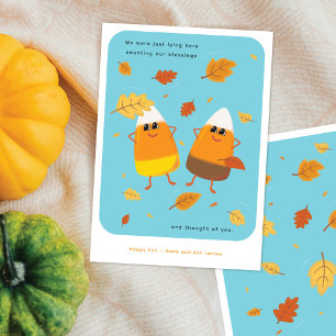 Himmelblau   Gemischtes Candy Corn Paar   Herbst Feiertagskarte