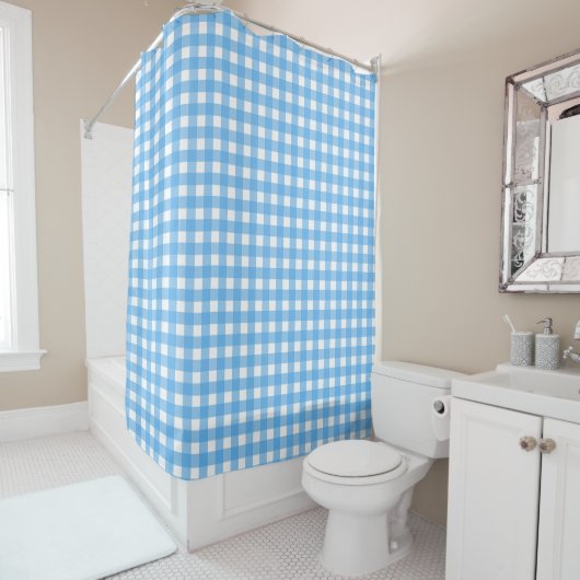 Himmelblau Gingham Duschvorhang (Beispiel)