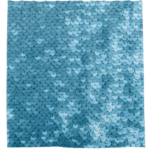 Himmelblau glänzende Stoffe mit Sequenzen, abstrak Duschvorhang (Vorderseite)