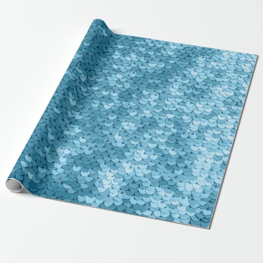 Himmelblau glänzende Stoffe mit Sequenzen, abstrak Geschenkpapier (Ungerollt)