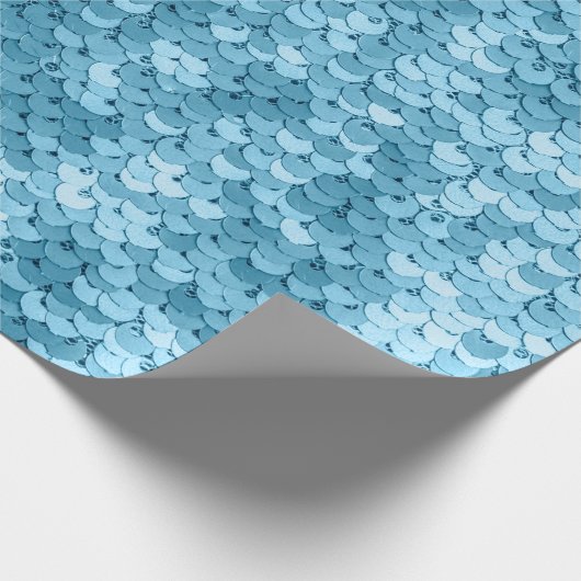 Himmelblau glänzende Stoffe mit Sequenzen, abstrak Geschenkpapier (Ecke)