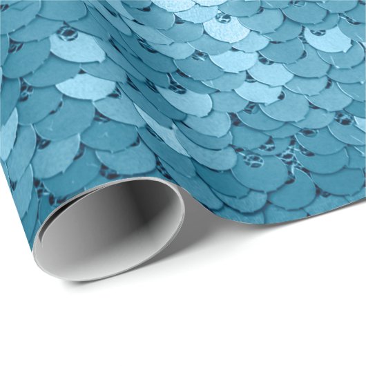 Himmelblau glänzende Stoffe mit Sequenzen, abstrak Geschenkpapier (Rolleneckpunkt)
