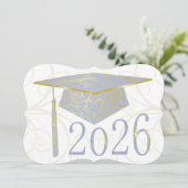 Himmelblau-goldene Blumenkappe 2026 Karte (Stehend Vorderseite)