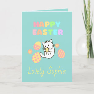 Himmelblau Happy Oaster Cat Holiday Card Feiertagskarte