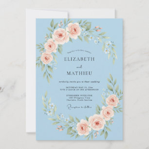 Himmelblau Hochzeit im poetischen Frühling Einladung
