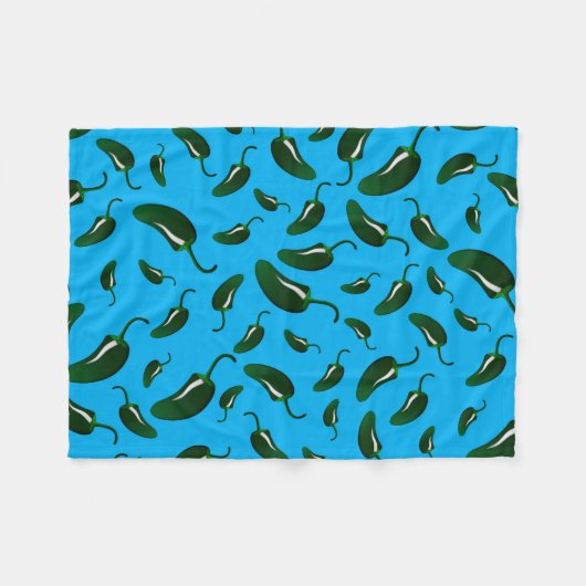 Himmelblau Jalapeno-Paprikaschoten Fleecedecke (Vorderseite (Horizontal))
