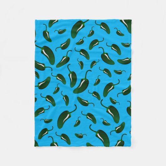 Himmelblau Jalapeno-Paprikaschoten Fleecedecke (Vorderseite)