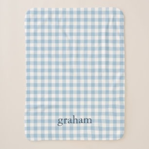 Himmelblau kariert mit Monogramm Sherpadecke