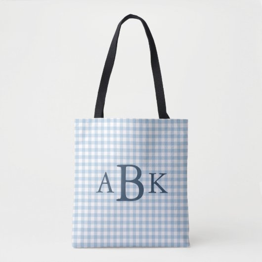 Himmelblau kariert mit Monogramm Tasche (Vorderseite)