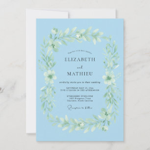 Himmelblau luftige Aquarell-Hochzeit Einladung