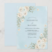 Himmelblau Rosenhochzeit Einladung (Vorne/Hinten)