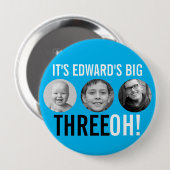 Himmelblau schwarz 30. Drei OH! drei Foto Geburtst Button (Vorne & Hinten)