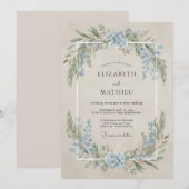 Himmelblau serene vintage Hochzeit Einladung (Vorne/Hinten)