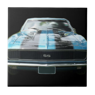 Himmelblau SS Camaro mit schwarzen Streifen Fliese