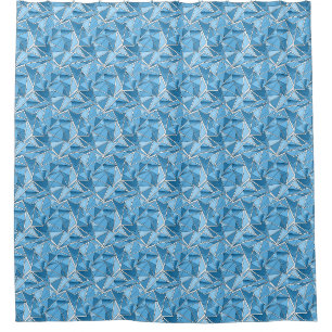 Himmelblau und blaue geometrische Formen Muster mo Duschvorhang