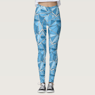 Himmelblau und blaue geometrische Formen Muster mo Leggings