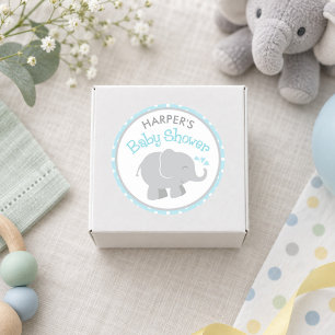 Himmelblau und Grau Elefant Baby Shower Runder Aufkleber