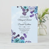 Himmelblau und lila Hochzeitseinladungen Einladung (Stehend Vorderseite)