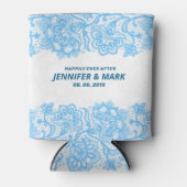 Himmelblau Vintage Blumengrenze Dosenkühler (Vorderseite)