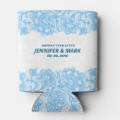 Himmelblau Vintage Blumengrenze Dosenkühler (Rückseite)