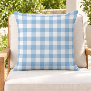 Himmelblau-weiß kariert Gingham-Karo Kissen