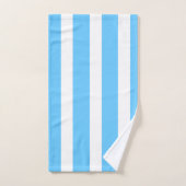 Himmelblau-weiße Cabana-Streifen  Badhandtuch Set (Handtuch)