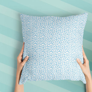 Himmelblau Weiße Herzen Glückliches Design Kissen
