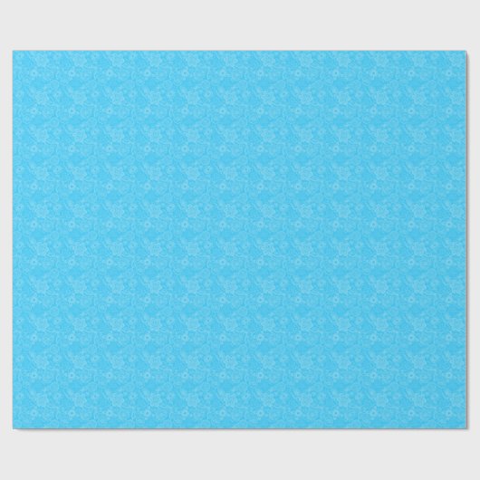 Himmelblau-weiße Retro-Blumenspitze Geschenkpapier (Flach)