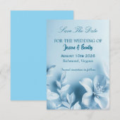 Himmelblaue Blumen-Save-the-Date-Karte Save The Date (Vorne/Hinten)