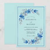 Himmelblaue Blumenbogenhochzeit Einladung (Vorne/Hinten)