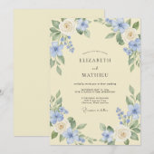 Himmelblaue Blüten-Hochzeit Einladung (Vorne/Hinten)