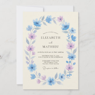 Himmelblaue Blütenlorbeer-Hochzeit Einladung