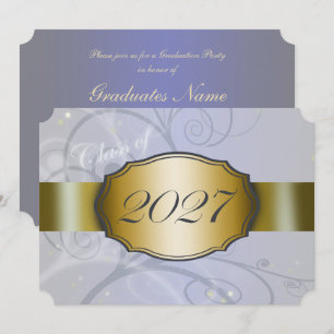 Himmelblaue Ernte und Gold Abschlussparty 2027 Einladung
