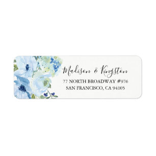 Himmelblaue Floral Watercolor Rücksende-Adressaufk