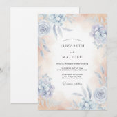 Himmelblaue flüsternde Blumenhochzeit Einladung (Vorne/Hinten)