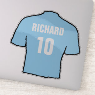 Himmelblaue Fußballtrikot Design zum Personalisier Aufkleber