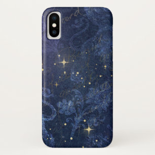 Himmelblaue goldene Sterne, floral gemusterter, au Case-Mate iPhone Hülle