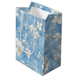 Himmelblaue hübsche weiße Blumen Brautparty Mittlere Geschenktüte