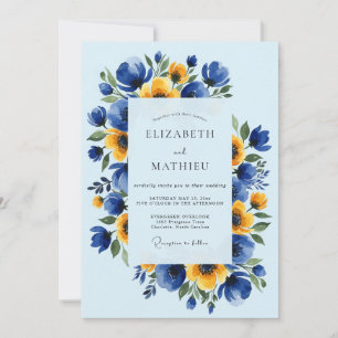 Himmelblaue strahlende Wiesenhochzeit Einladung