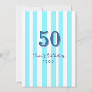 himmelblaue Streifen 50. Geburtstag Name Datum ein Einladung