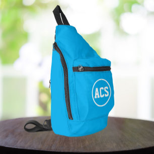 Himmelblaue und weiße Schulfarben und Buchstaben Crossbody Bag